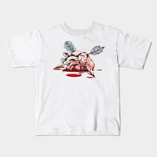 Bleeding Heart Pierced By Two Arrows Engraving Tattoo Kids T-Shirt